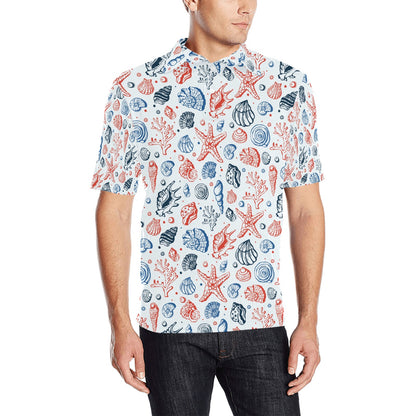 Seashell Print Design LKS307 Men Polo Shirt