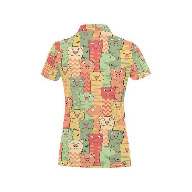 Ferret Pattern Print Design 01 Women's Polo Shirt