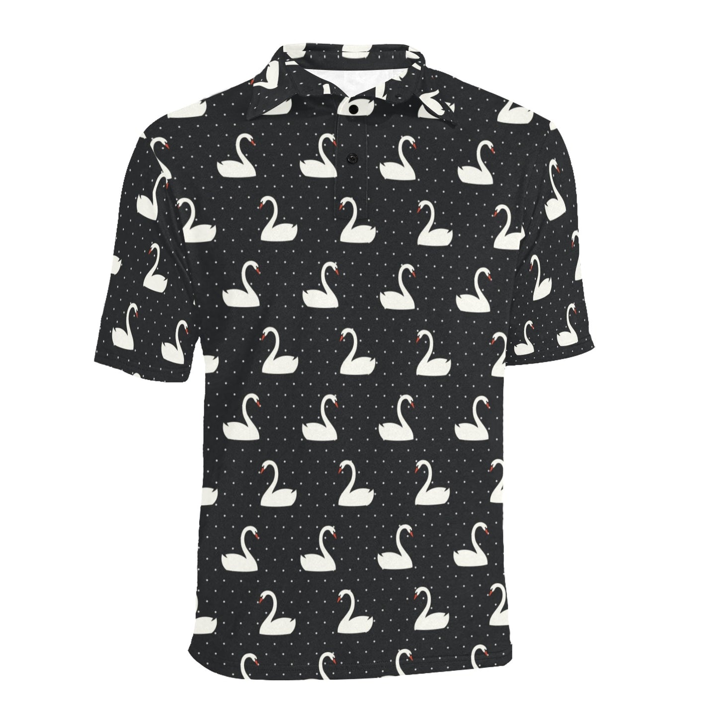 Swan Print Design LKS401 Men Polo Shirt