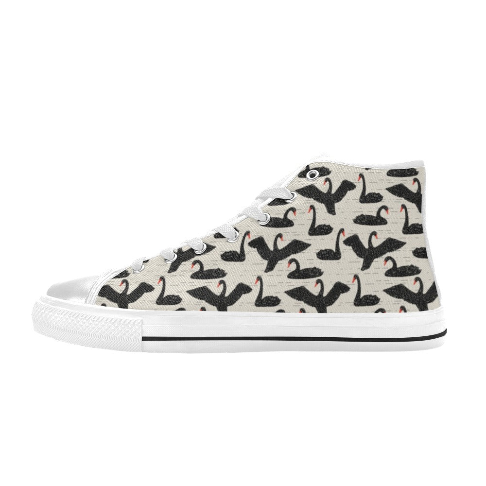 Swan Print Design LKS402 Men's High Top Canvas Shoes