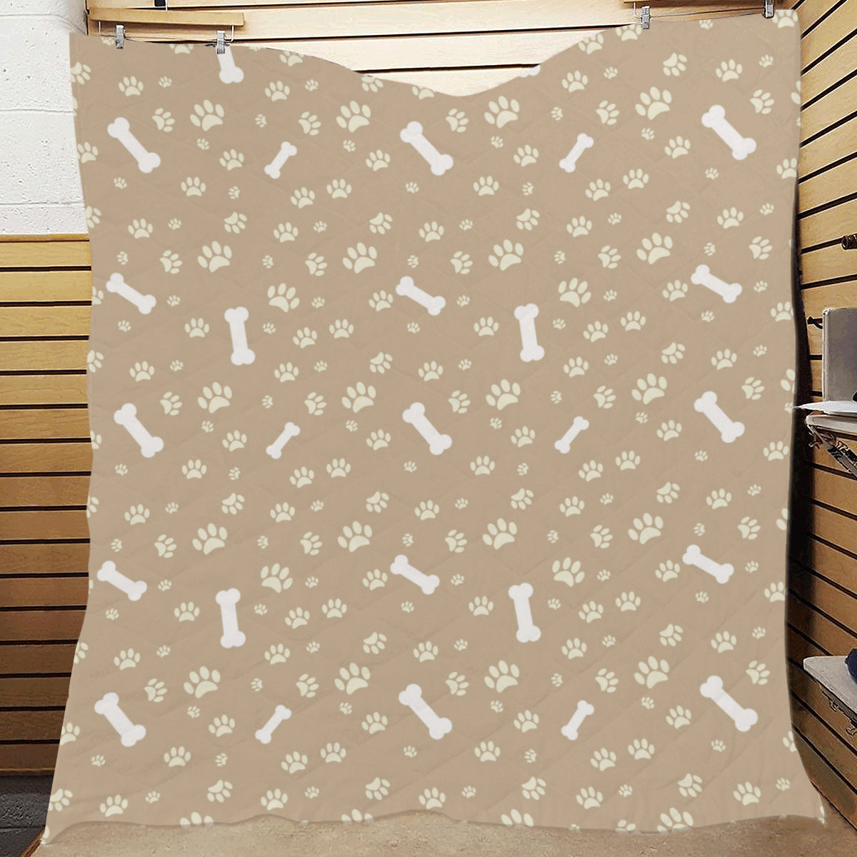 Dog Bone Paw Pattern Print Design 01 Premium Quilt