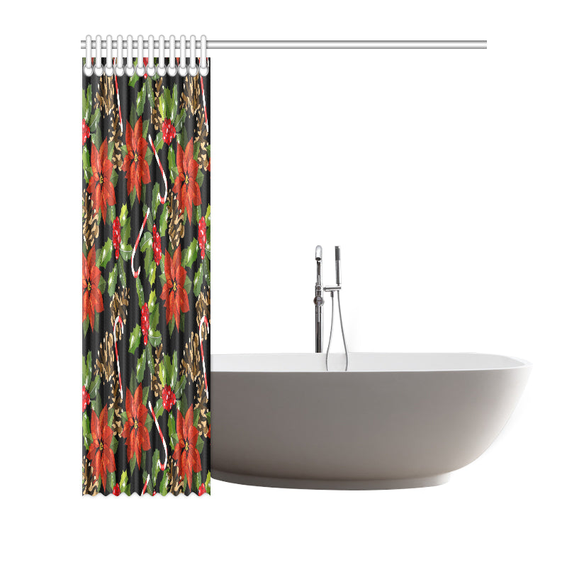 Poinsettia Pattern Print Design POT01 Shower Curtain