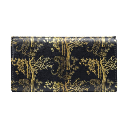 Tiger Gold Print Design LKS307 Women's Trifold Wallet