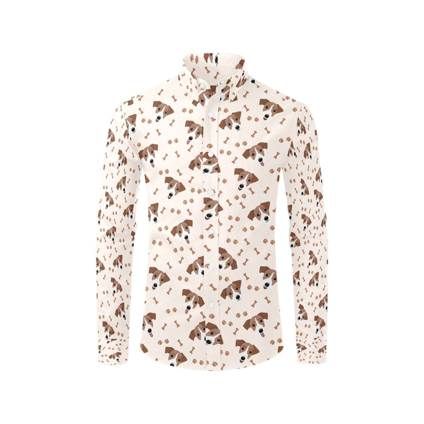 Russell Terriers Paw Print Design LKS303 Men's Long Sleeve Dress Shirt