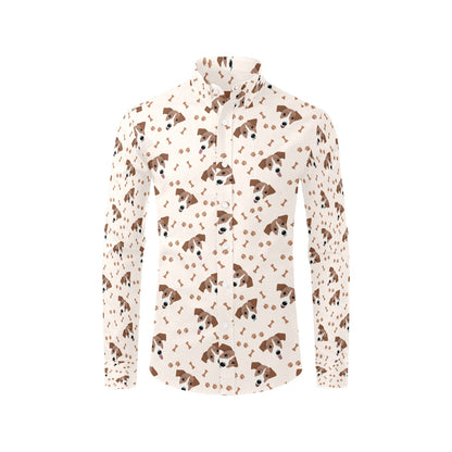 Russell Terriers Paw Print Design LKS303 Men's Long Sleeve Dress Shirt