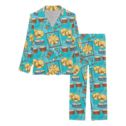 Percussion Pattern Print Design 03 Women's Long Pajama Set