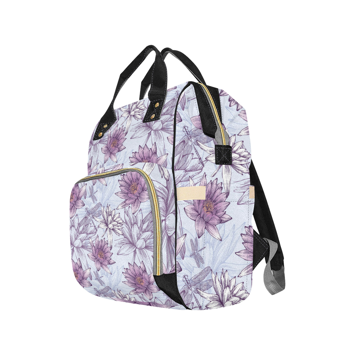 Water Lily Pattern Print Design WL01 Diaper Bag Backpack