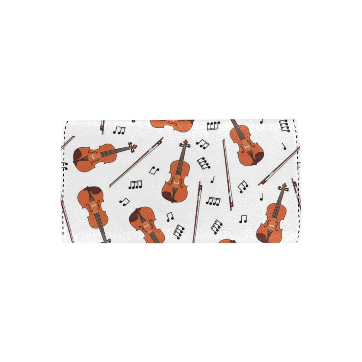 Violin Pattern Print Design 02 Women's Trifold Wallet