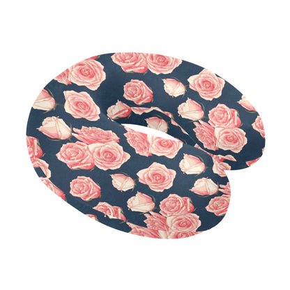 Rose Pattern Print Design A03 U-Shaped Travel Neck Pillow