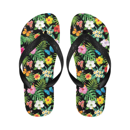 Hibiscus With Butterfly Print Design LKS305 Flip Flops