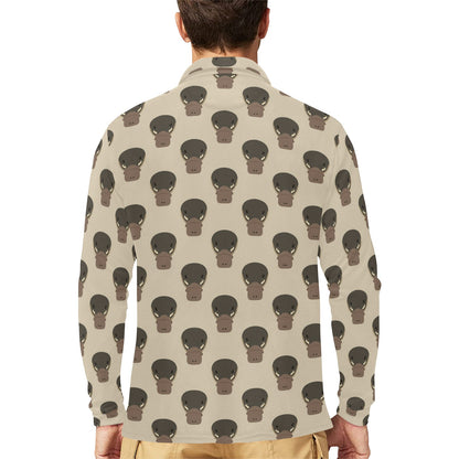 Platypus Pattern Print Design A03 Long Sleeve Polo Shirt For Men's