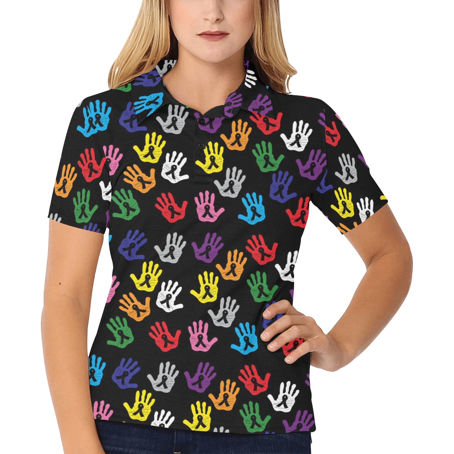 Cancer Awareness Pattern Print Design 04 Women's Polo Shirt