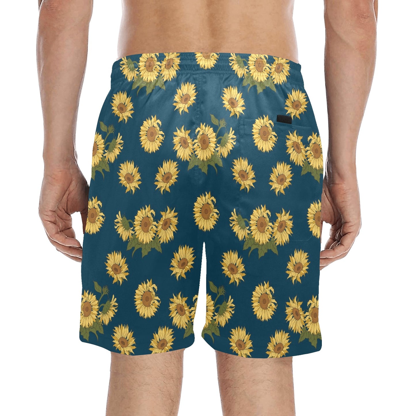 Sunflower Print Design LKS305 Men's Swim Trunks Beach Shorts