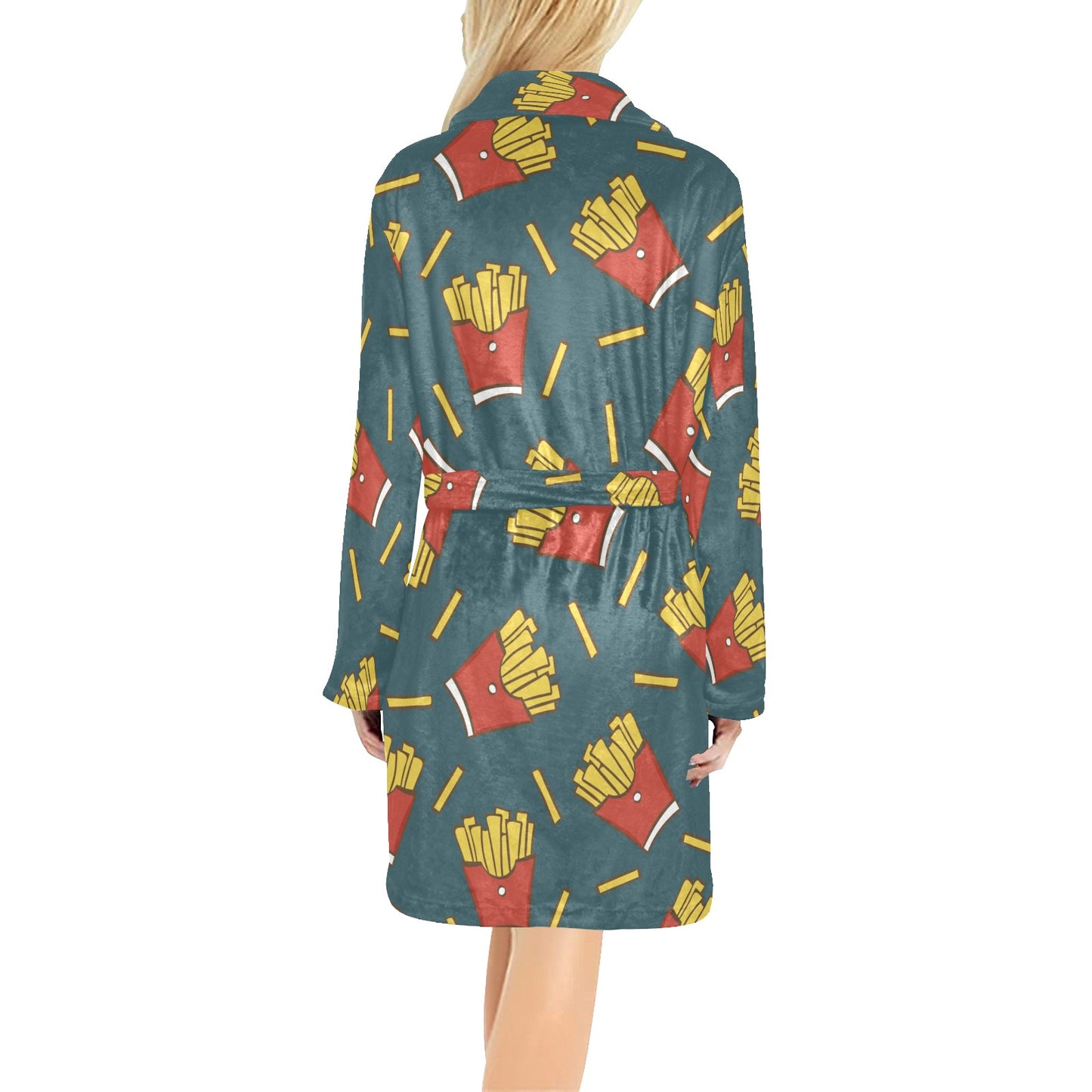 French Fried Pattern Print Design 04 Women's Fleece Robe