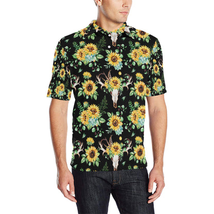 Sunflower Pattern Print Design SF08 Men Polo Shirt