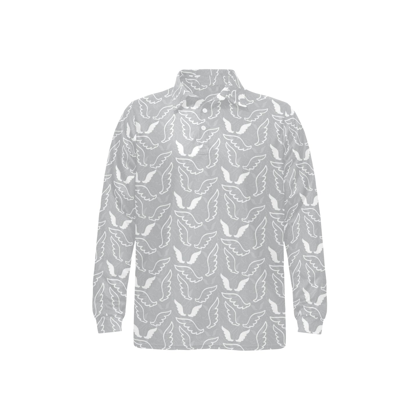 Angel Wings Pattern Print Design 01 Long Sleeve Polo Shirt For Men's