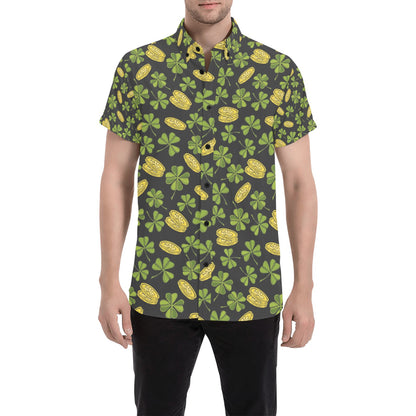 St Patricks Day Print Design LKS305 Men Short Sleeve Button Up Shirt