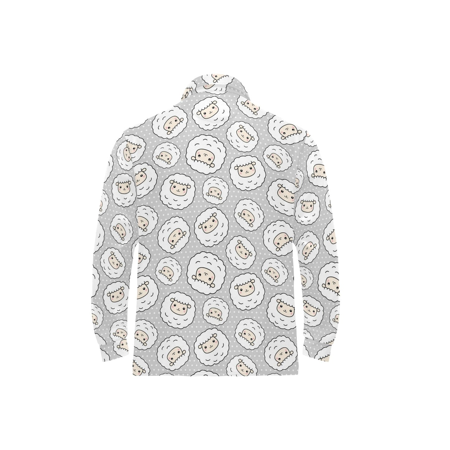 Sheep Print Design LKS401 Long Sleeve Polo Shirt For Men's