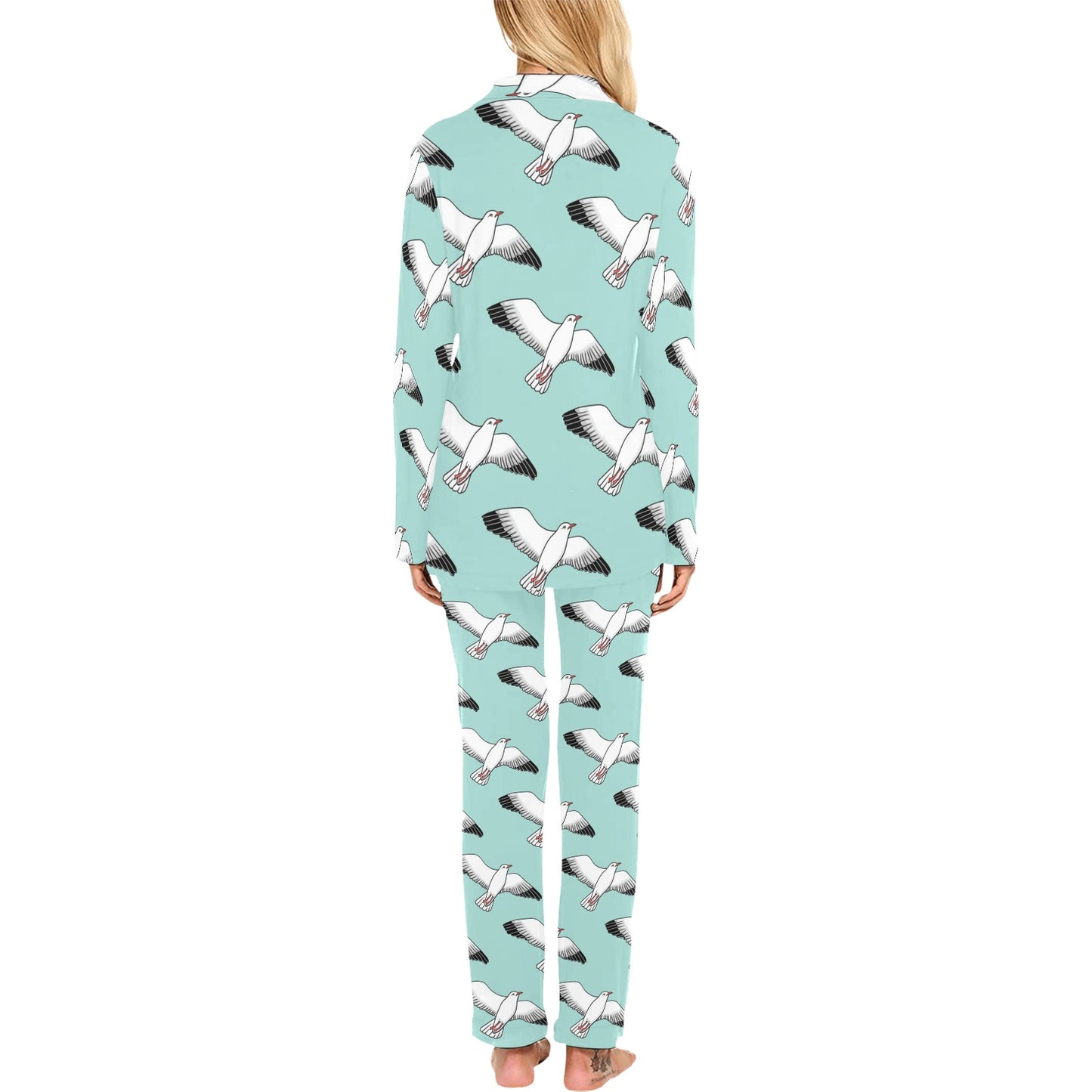 Pigeon Pattern Print Design 02 Women's Long Pajama Set
