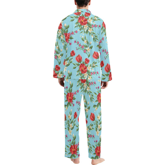 Summer Floral Pattern Print Design SF011 Men's Long Pajama Set