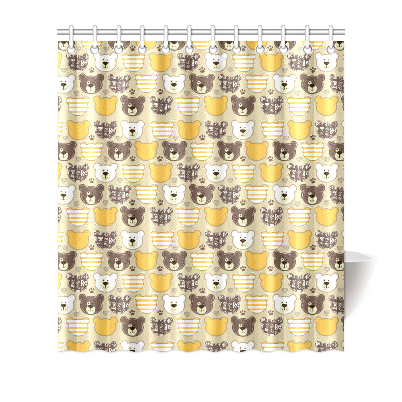 Bear PatchworkPattern Print Design 01 Shower Curtain
