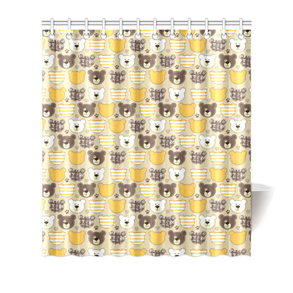 Bear PatchworkPattern Print Design 01 Shower Curtain
