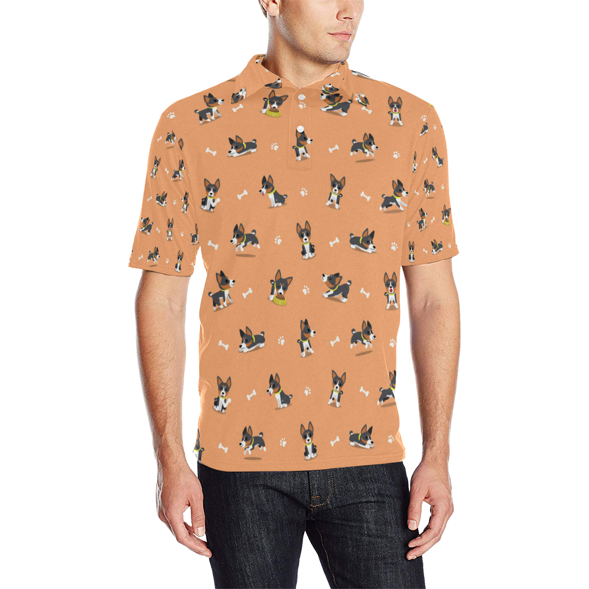 Basenji Pattern Print Design 01 Men Polo Shirt