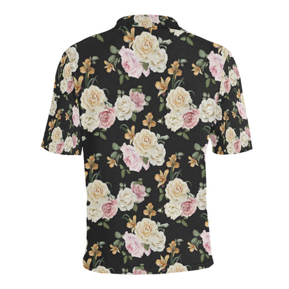 Rose Pattern Print Design A01 Men Polo Shirt