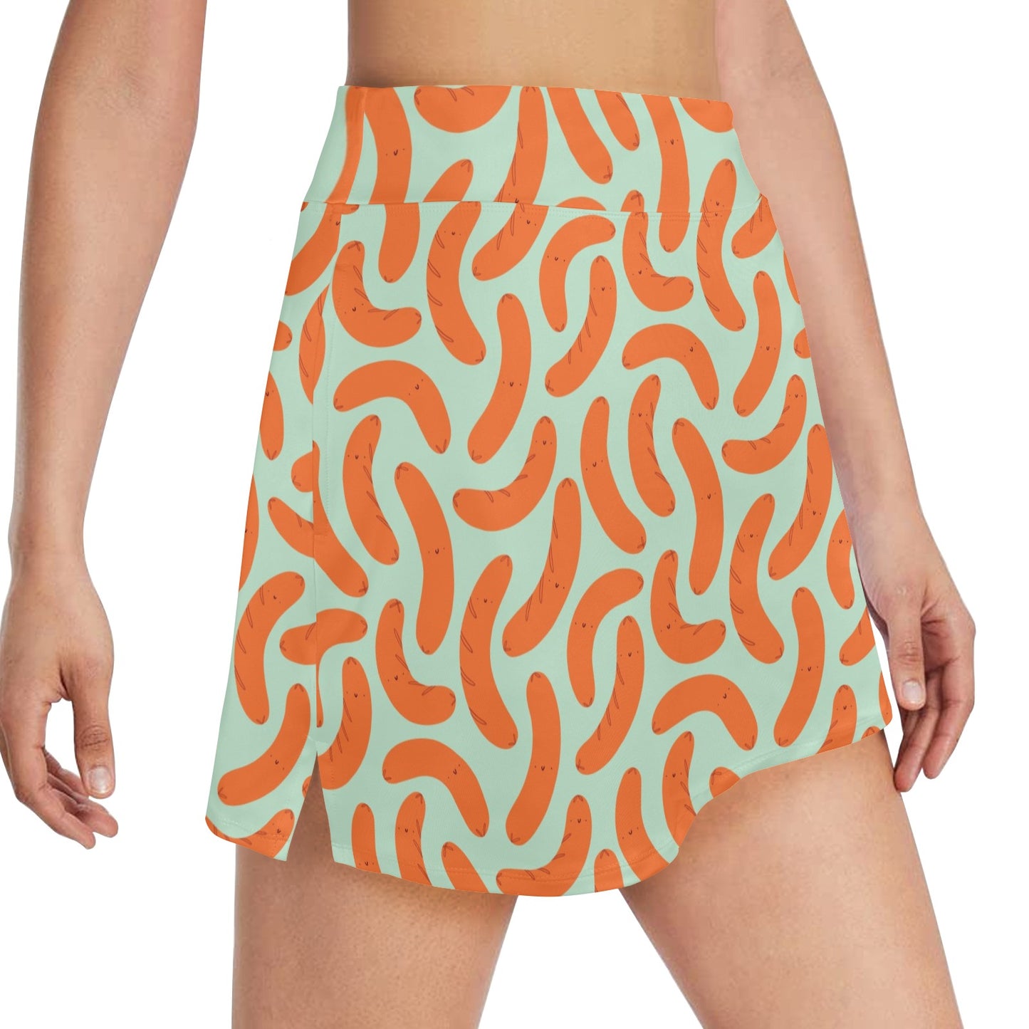 Sausage Print Design LKS304 Women's Golf Skirt with Pocket