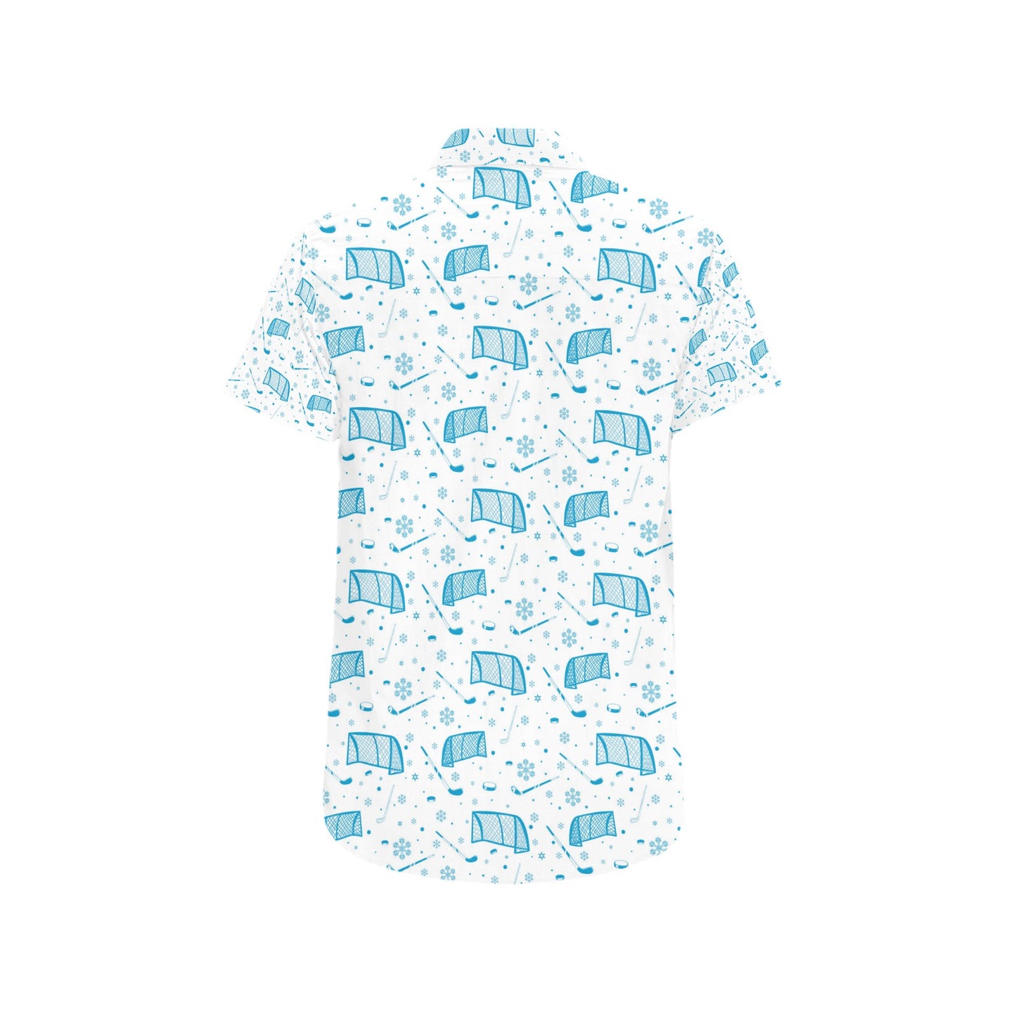 Hockey Print Design LKS303 Men Short Sleeve Button Up Shirt