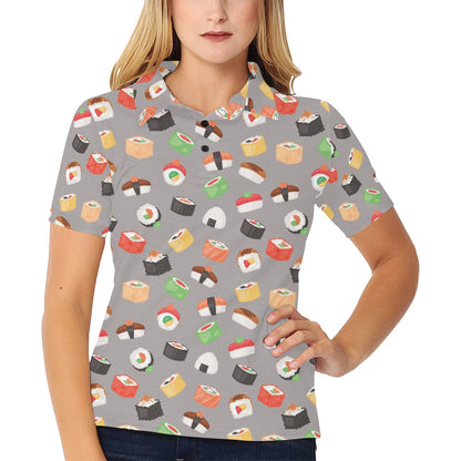 Sushi Print Design LKS307 Women's Polo Shirt