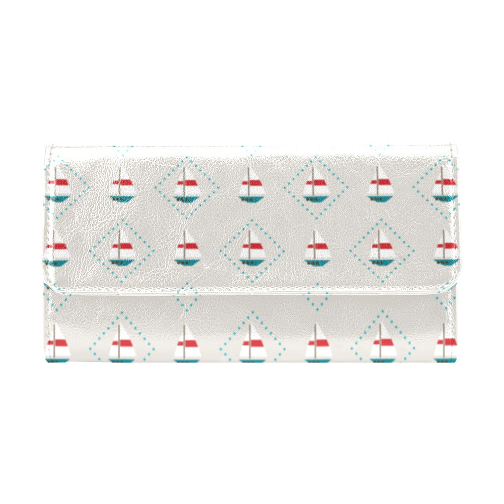 Sailboat Print Design LKS301 Women's Trifold Wallet