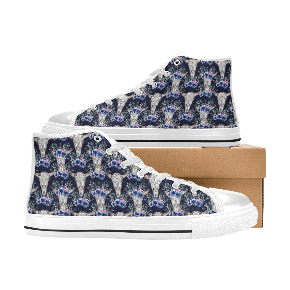 Buffalo Head Print Design LKS402 Men's High Top Canvas Shoes