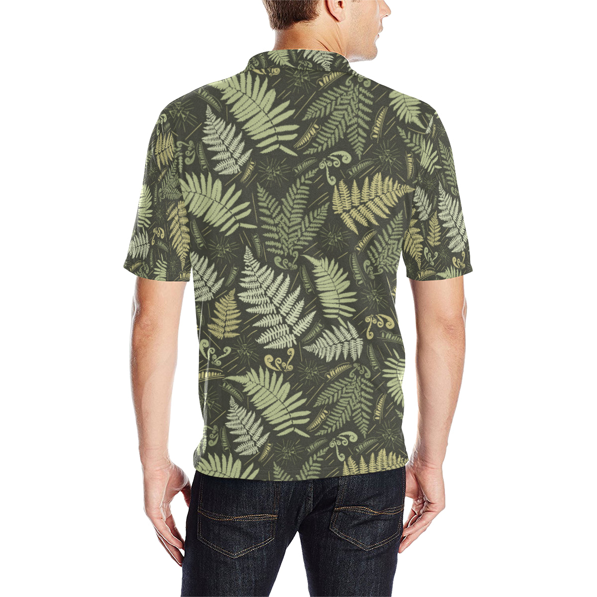 Fern Leave Green Print Pattern Men Polo Shirt