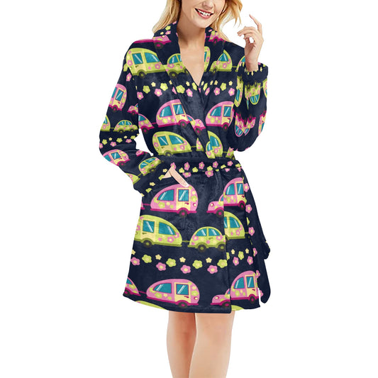 Camper Cute Camping Design No 3 Print Women's Fleece Robe