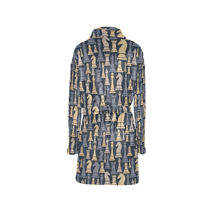 Chess Pattern Print Design 04 Women's Fleece Robe