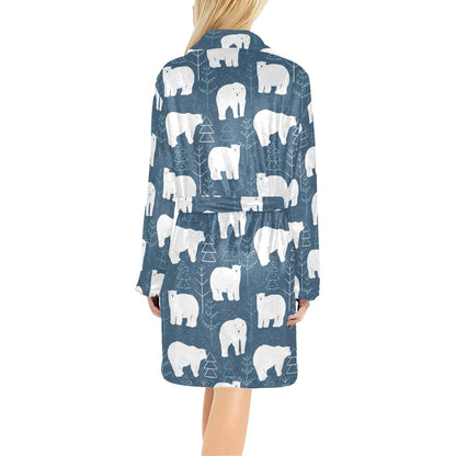 Polar Bear Pattern Print Design A01 Women's Fleece Robe