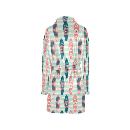 Aloha Hawaii Surfboard Pattern Print Design 02 Women's Fleece Robe