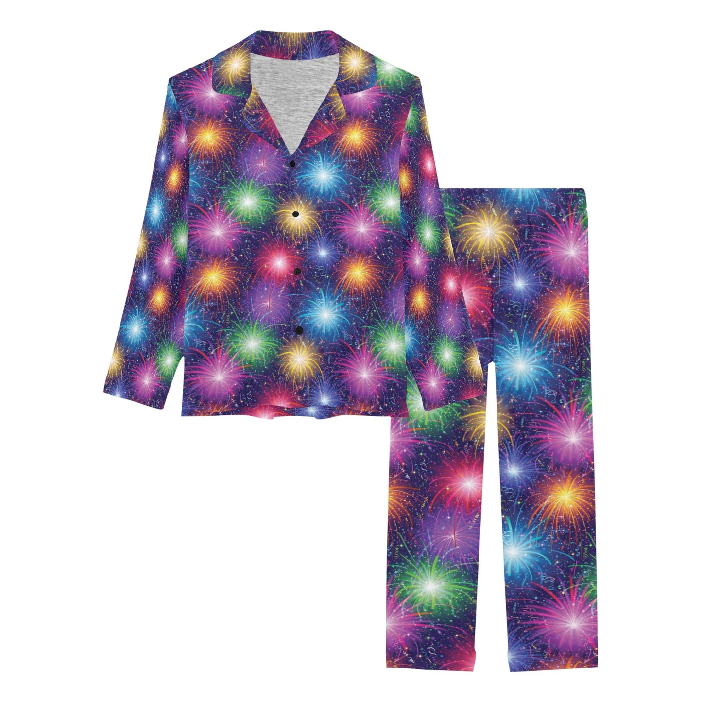 Firework Colorful Print Design LKS301 Women's Long Pajama Set