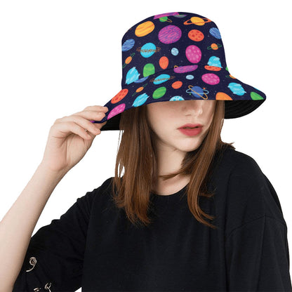Planet Multicolor Print Design LKS302 Unisex Bucket Hat