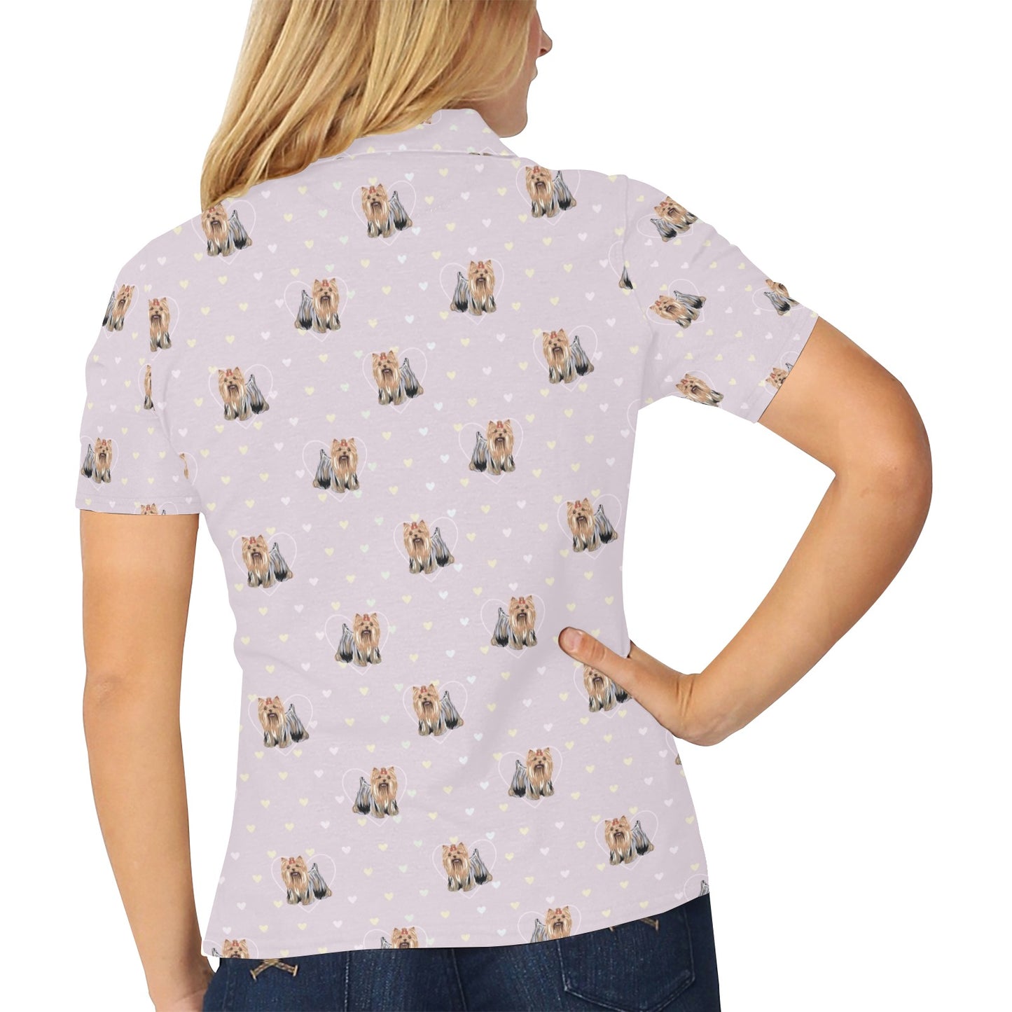 Yorkshire Terriers Print Design LKS302 Women's Polo Shirt