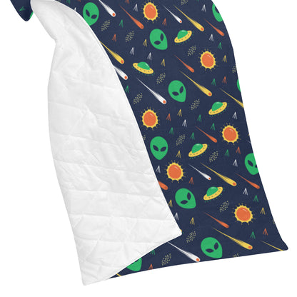 Alien UFO Pattern Print Design 05 Premium Quilt