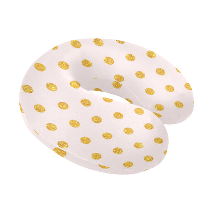Polka Dot Gold Pink Pattern Print Design 01 U-Shaped Travel Neck Pillow