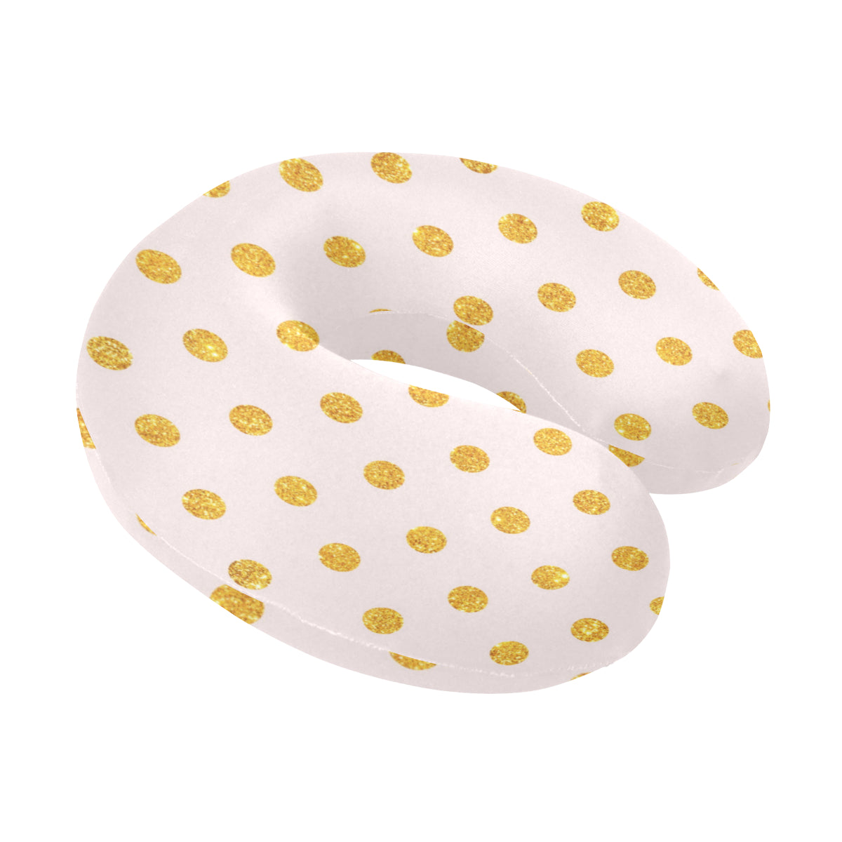 Polka Dot Gold Pink Pattern Print Design 01 U-Shaped Travel Neck Pillow