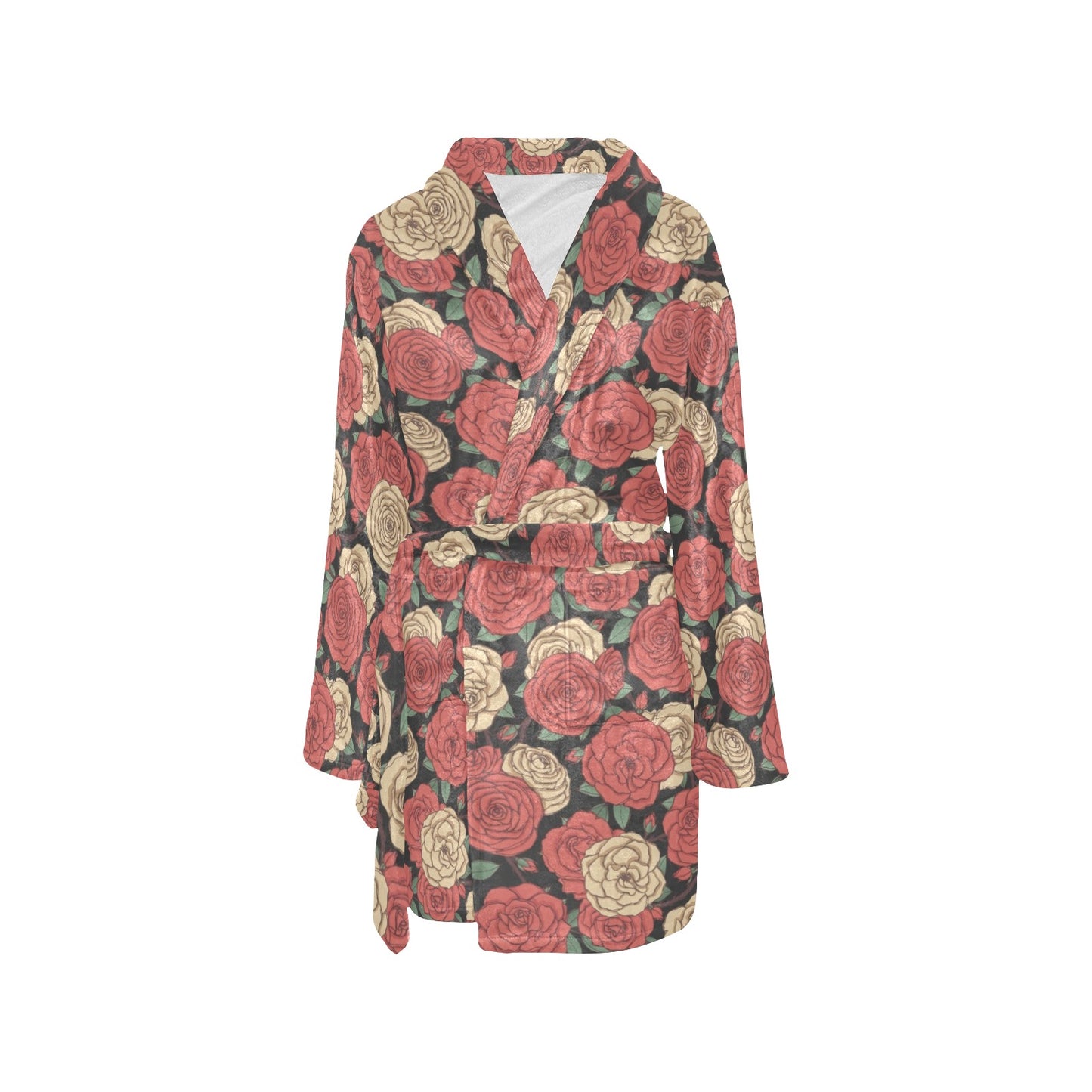 Camellia Pattern Print Design CM01 Women's Fleece Robe