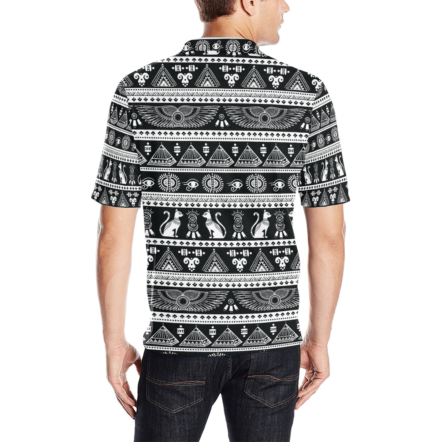 Tribal Pattern Print Design LKS305 Men Polo Shirt