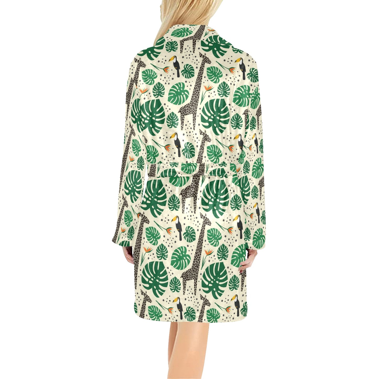 Rainforest Giraffe Pattern Print Design A02 Women's Fleece Robe