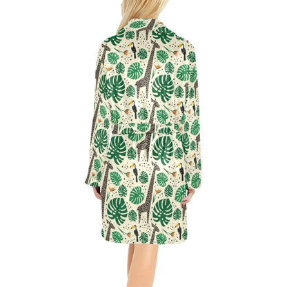 Rainforest Giraffe Pattern Print Design A02 Women's Fleece Robe