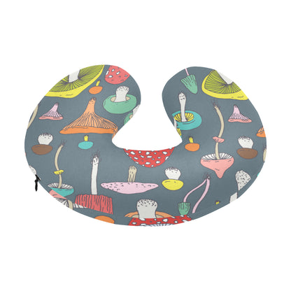 Mushroom Pattern Print Design A03 U-Shaped Travel Neck Pillow