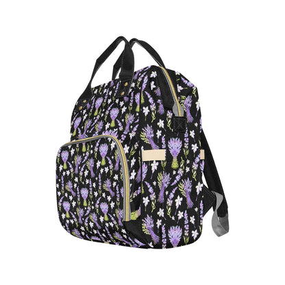 Lavender Pattern Print Design LV04 Diaper Bag Backpack